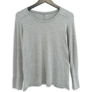 a.n.a Long Sleeve Shirt Womens S Gray Heathered Knit Scoop Neck Casual Basic